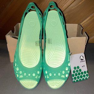New Crocs Aisley Flat Aqua Jelly Sandals Size 11 (11)
